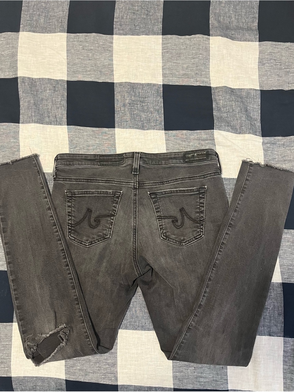 Ag Adriano Goldschmied Women's Charcoal Gray Distressed Skinny Jeans